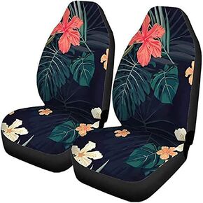 Set of 2 Car Seat Covers Green Summer Colorful Tropical Plants and Hibiscus Flowers Universal Auto Front Seats Protector Fits for Car,SUV Sedan,Truck in Kuwait