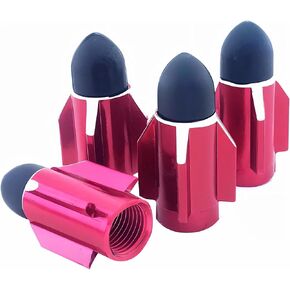 أغطية جذعية صمام الإطارات الحمراء 4 قطع، رصاصة من سبائك الألومنيوم المعدنية، مقاومة للغبار ومقاومة للماء، أغطية جذعية صمام عالمية للسيارات in Kuwait