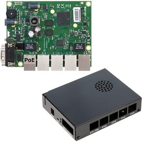 لوحة توجيه Mikro Tik RB450Gx4 بمنافذ 5X Gbit PoE-Out على منفذ Ether5 CA150 حافظة داخلية من الألومنيوم (RB450Gx4 BD1) in Kuwait