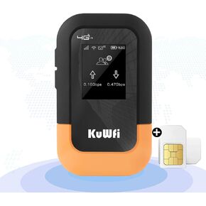KuWFi 4g Mobile Hotspot, 2G Free Data 4G Pocket Mobile Wireless Router Portable WiFi Hotspot Supports 10 Devices Work with Indoor and Outdoor Mechanical Style
