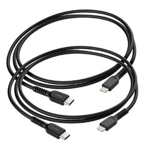 GALVANOX USB C to Lightning Cable (2 Pack) Apple MFi Certified iPhone Fast Chargers (3ft + 6ft) Charging Cords Compatible with iPhone 11/12/13/14 Pro Max - Black