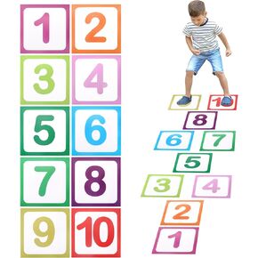 10 Pcs Number Floor Stickers Hopscotch Lattice Floor Stickers Floor Decals, Number Stickers 1-10 Number Wall Decals Floor Stickers for Classroom Bedroom Living Room (10)