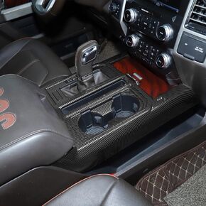 Voodonala Black Wood Style Gear Console Panel Cover Shift Cup Holder Panel Cover Trim for Ford F150 2015-2020 (Black Wood,1pc,ABS)