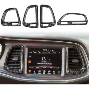 Voodonala for Challenger ABS Carbon Fiber Center Consoles AC Outlet Vent Cover Trim for 2015-2023+ Dodge Challenger Interior Accessories, 4pcs
