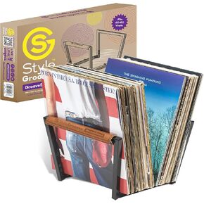 Compact vinyl record storage holder 50+ vinyl record storage stand. Album display organizer rack. Vinyl record stand. Album storage holders. Vinyl stand for LP records albums. GrooveStand Now Playing. in Saudi Arabia