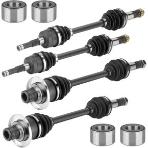 Front Rear Left and Right CV Axle shaft & Wheel Bearing Set for Yamaha Grizzly 660 2003 2004 2005 2006 2007 2008 - Full Set
