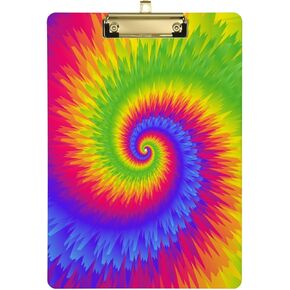 Rainbow Tie Dye Acrylic Clipboards Plastic Clipboard Clip Boards Nursing Clipboard with Sliver Metal Clip for Kids Students Nurse Contractor A4 Size 9 X 12.5 inch