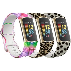 Chofit Silicone Bands for Fitbit Charge 5 Women Men,Soft Silicone Adjustable Sport Straps Replacement Wristbands for Fitbit Charge 5 Small and Large