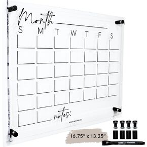 Premium Acrylic Calendar for Wall | Acrylic Family Wall Calendar | Acrylic Wall Calendar | Clear Calendar for wall | Acrylic Monthly Calendar for Wall (16.75" x 13.25" x 1/4")