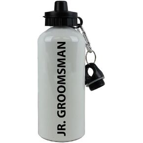 CustomGiftsNow Jr. Groomsman 20-Ounce 600ML White Aluminum Water Bottle, Black