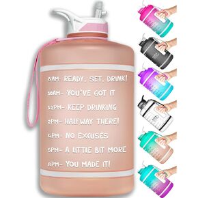 NatureWorks HydroMATE Gallon Water Bottle with Straw BPA FREE Leak Proof Reusable Water Bottle with Times to Drink Marked Hourly 128 oz