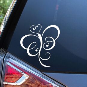 Sunset Graphics & Decals Butterfly Decal Vinyl Car Sticker Heart Cute Pretty | Cars Trucks Vans Walls Laptop | White | 5.5 x 5.5 inches | SGD000010