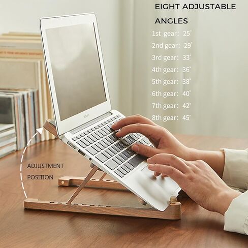 حامل خشبي للكمبيوتر اللوحي والكمبيوتر المحمول قابل للتعديل، حامل كمبيوتر محمول خشبي قابل للطي لجهاز MacBook/iPad، حامل كمبيوتر محمول عالمي للكمبيوتر المحمول، حجم صغير/خفيف الوزن/زوايا متعددة in Kuwait