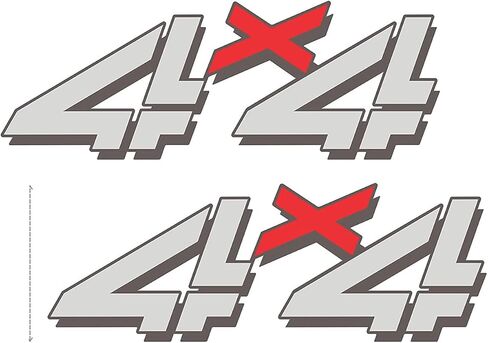Pair Set 4x4 Decal Vinyl Die-Cut Stickers Suitable for 1999-2006 Silverado 1500HD 2500 HD Bed Side (Gray Red) in Kuwait