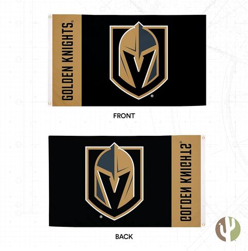 صبار الصحراء لاس فيجاس جولدن نايتس علم NHL 100% بوليستر للاستخدام الداخلي والخارجي 3 × 5 أقدام أعلام فريق دوري الهوكي الوطني (علم الاسم) in Saudi Arabia