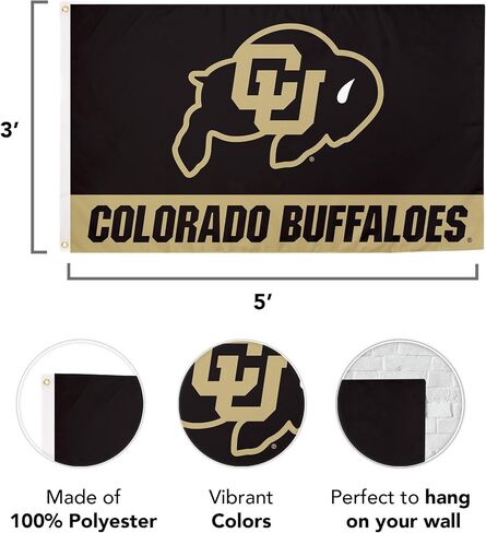 University of Colorado Flag Buffaloes CU Buffs Flags Banners 100% Polyester Indoor Outdoor 3x5 (Style S) in Saudi Arabia