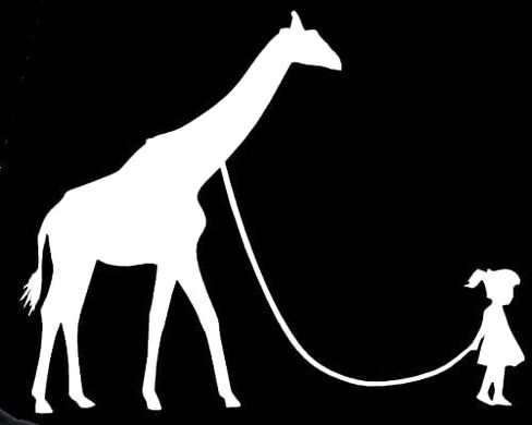 Girl Walking a Giraffe Vinyl Decal Sticker for Car, Truck, Van, SUV, Window, Door, Bumper (White F) in Saudi Arabia