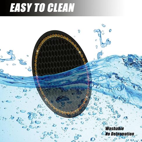 2 PCS Bling Car Cup Coaster, 2.75" Crystal Rhinestone Non-Slip Insert Coaster Pad, Silicone Insulation Drink Mat Compatible with Most Cars and Trucks (Black & Blue) in Saudi Arabia