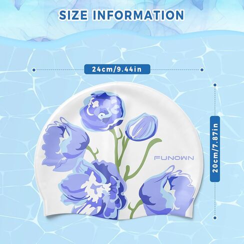 قبعة سباحة من السيليكون على شكل زهرة، تصميم مريح ثلاثي الأبعاد للبالغين للشعر الطويل أو القصير، ناعمة وقابلة للتمدد in Kuwait