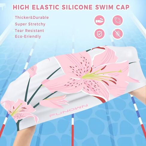 Flower Silicone Swim Cap,3D Ergonomic Design for Adults for Long or Short Hair,Soft Stretchable in Saudi Arabia