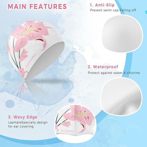 Flower Silicone Swim Cap,3D Ergonomic Design for Adults for Long or Short Hair,Soft Stretchable in Saudi Arabia