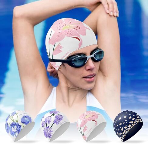 Flower Silicone Swim Cap,3D Ergonomic Design for Adults for Long or Short Hair,Soft Stretchable in Saudi Arabia