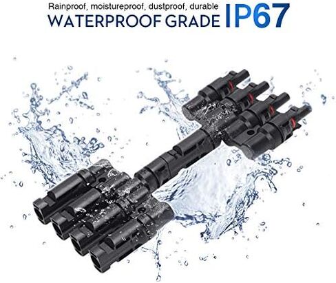 زوج واحد من موصل اللوحة الشمسية MC-4 T فرع موصلات كابل مقرنة - 1 ذكر إلى 4 أنثى (M/4F) و1 أنثى إلى 4 ذكر (F/4M) للاتصال المتوازي بين الألواح الشمسية in Kuwait