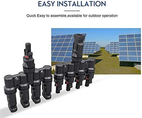 زوج واحد من موصل اللوحة الشمسية MC-4 T فرع موصلات كابل مقرنة - 1 ذكر إلى 4 أنثى (M/4F) و1 أنثى إلى 4 ذكر (F/4M) للاتصال المتوازي بين الألواح الشمسية in Kuwait