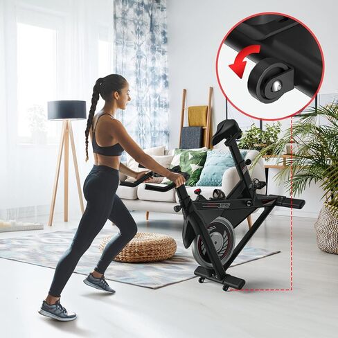 دراجة تمرين - دراجات ثابتة، دراجة داخلية، حزام دراجة للتمرين، دراجة تمارين داخلية مع شاشة LCD ووسادة مقعد مريحة، أسود وأحمر (6105-B) in Kuwait