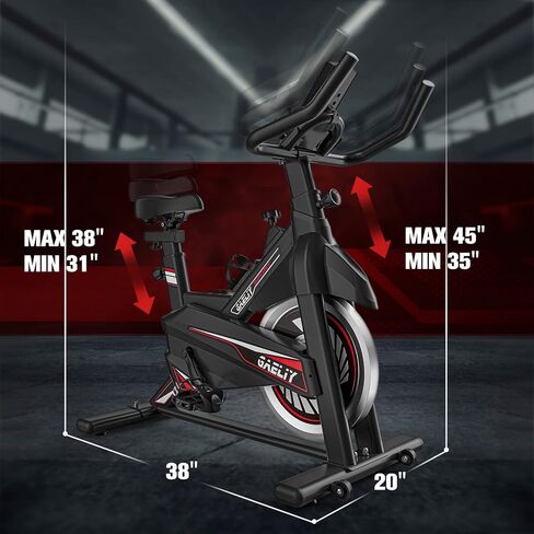 دراجة تمرين - دراجات ثابتة، دراجة داخلية، حزام دراجة للتمرين، دراجة تمارين داخلية مع شاشة LCD ووسادة مقعد مريحة، أسود وأحمر (6105-B) in Kuwait