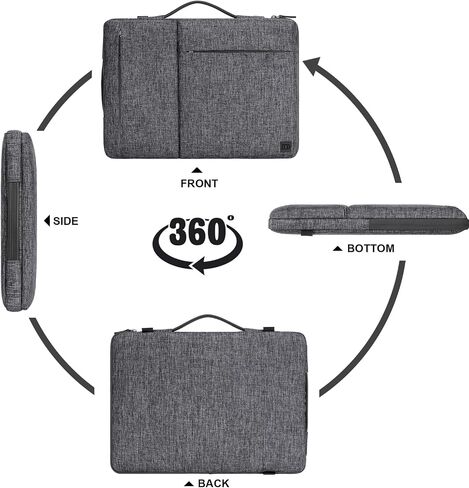 DOMISO 14 Inch Laptop Sleeve Shoulder Bag Case Pouch for 14" Lenovo Chromebook S330 / ThinkPad A475 A485 E485 T480s / HP ProBook 640 645 G4 / Dell Chromebook 14, Grey in Saudi Arabia