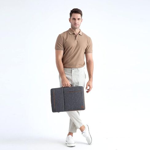 DOMISO 14 Inch Laptop Sleeve Shoulder Bag Case Pouch for 14" Lenovo Chromebook S330 / ThinkPad A475 A485 E485 T480s / HP ProBook 640 645 G4 / Dell Chromebook 14, Grey in Saudi Arabia