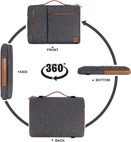 DOMISO 14 Inch Laptop Sleeve Shoulder Bag Case Pouch for 14" Lenovo Chromebook S330 / ThinkPad A475 A485 E485 T480s / HP ProBook 640 645 G4 / Dell Chromebook 14, Grey in Saudi Arabia