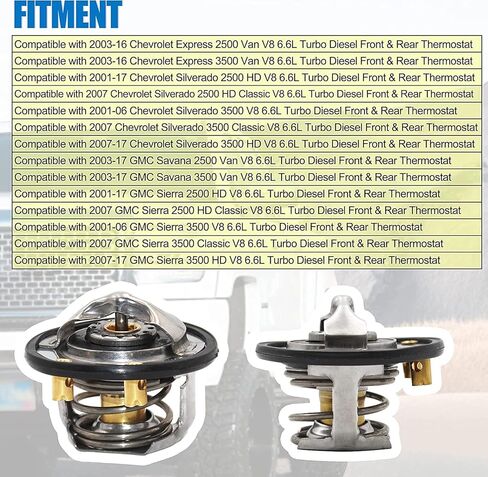 131-131 بديل منظم حرارة مبرد المحرك لجنرال موتورز، 180 درجة متوافق مع محرك الديزل 2001-2015 جي إم سي 6.6 لتر دوراماكس in Kuwait