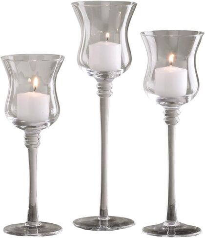 مجموعة حامل شموع من بيدرمان آند سونز للشموع الصغيرة والناخبين، 3 أحجام، شفافة، 3 قطع in Kuwait