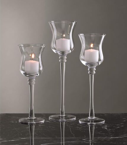 مجموعة حامل شموع من بيدرمان آند سونز للشموع الصغيرة والناخبين، 3 أحجام، شفافة، 3 قطع in Kuwait