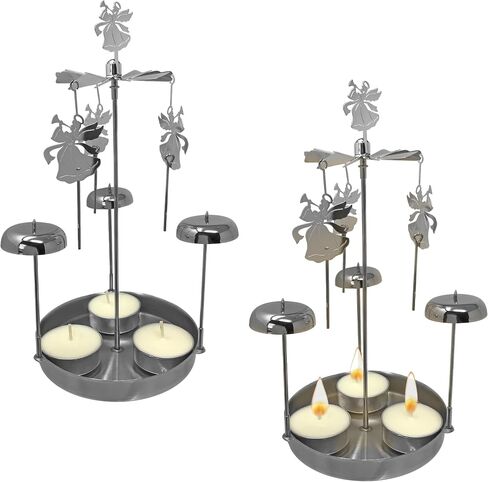 Spinning Angels Tealight Candle Spinner with Bell Chimes - Swedish Scandinavian Style Design - Approximately 8" H in Saudi Arabia