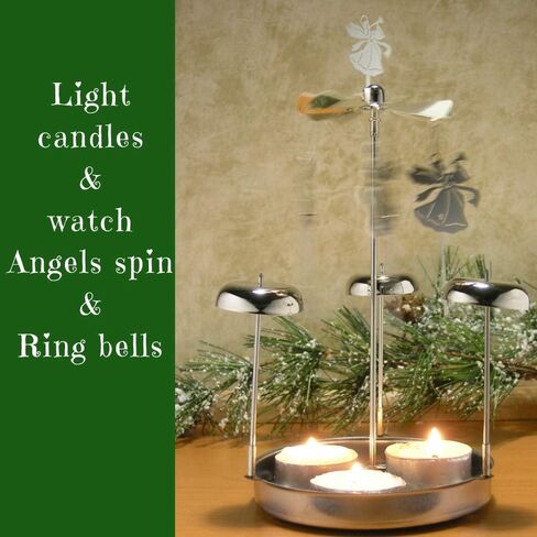Spinning Angels Tealight Candle Spinner with Bell Chimes - Swedish Scandinavian Style Design - Approximately 8" H in Saudi Arabia