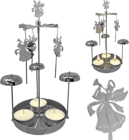 Spinning Angels Tealight Candle Spinner with Bell Chimes - Swedish Scandinavian Style Design - Approximately 8" H in Saudi Arabia