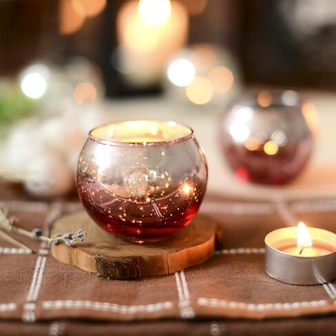 حامل شموع نذرية باللون الوردي والذهبي الوردي، مجموعة حامل شموع من الزجاج الزئبقي مكونة من 12 قطعة، قطع مركزية مثالية لحفلات الزفاف، والحفلات، وديكور المنزل in Kuwait