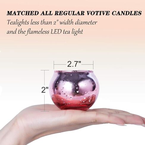 حامل شموع نذرية باللون الوردي والذهبي الوردي، مجموعة حامل شموع من الزجاج الزئبقي مكونة من 12 قطعة، قطع مركزية مثالية لحفلات الزفاف، والحفلات، وديكور المنزل in Kuwait