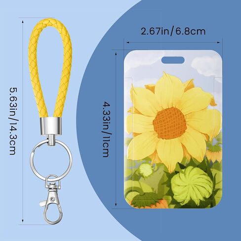 ID Card Badge Holder Key Chain with Metal Keyring, Plastic Slide Open with ID Window for Women Men Girls Students,Cat in Kuwait