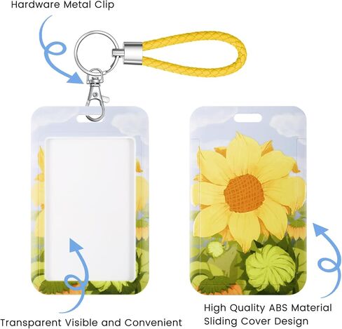 ID Card Badge Holder Key Chain with Metal Keyring, Plastic Slide Open with ID Window for Women Men Girls Students,Cat in Kuwait