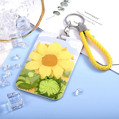 ID Card Badge Holder Key Chain with Metal Keyring, Plastic Slide Open with ID Window for Women Men Girls Students,Cat in Kuwait