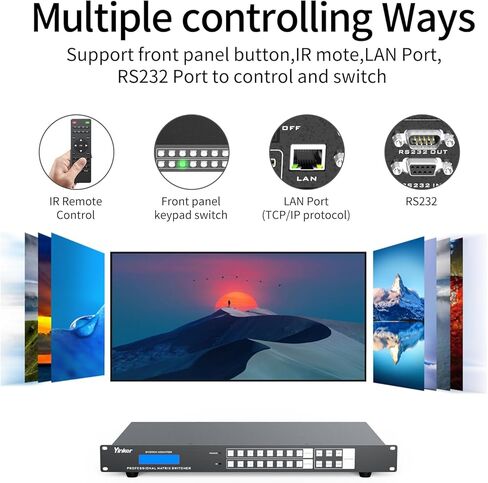 مصفوفة HDMI 8 × 8 مع واجهة المستخدم الرسومية على الويب، 4K 8 في 8 خارج HDMI مصفوفة محول مقسم لحامل حامل 1U، يدعم EDID، جهاز تحكم عن بعد بالأشعة تحت الحمراء، RS232، LAN in Kuwait