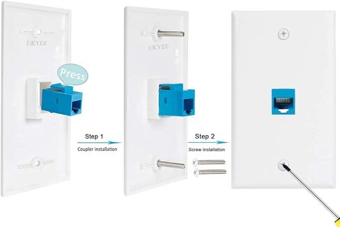 منفذ لوحة الحائط إيثرنت 1 منفذ 4 حزم، Cat6 RJ45 كيستون لوحة الحائط جاك أنثى إلى أنثى غطاء حماية in Kuwait