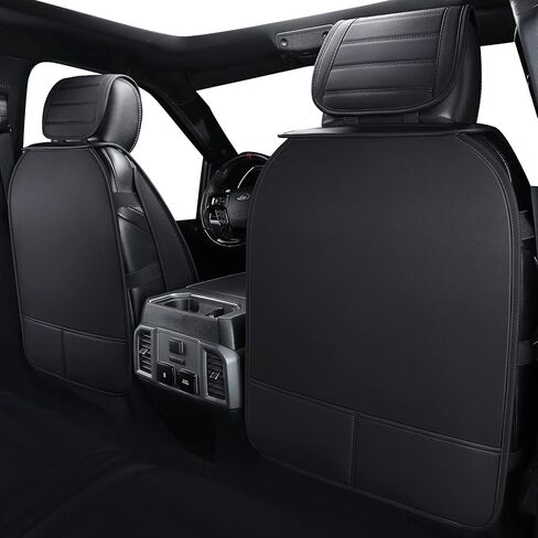 أغطية مقاعد YIERTAI متوافقة مع Ford F-150 لـ 2009-2024 F150 2017-2024 F250 F350 F450 Supercab Crew Cab Supercrew Trucks أغطية مقاعد السيارة الجلدية المقاومة للماء (5 قطع مجموعة كاملة/أسود) in Kuwait
