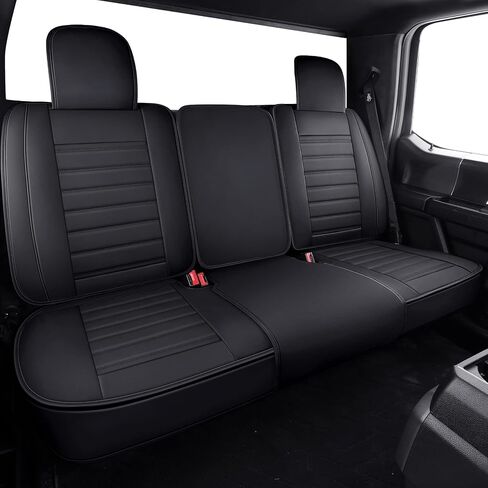 أغطية مقاعد YIERTAI متوافقة مع Ford F-150 لـ 2009-2024 F150 2017-2024 F250 F350 F450 Supercab Crew Cab Supercrew Trucks أغطية مقاعد السيارة الجلدية المقاومة للماء (5 قطع مجموعة كاملة/أسود) in Kuwait