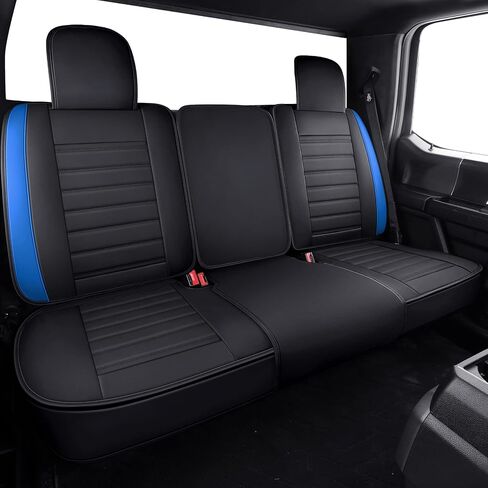 أغطية مقاعد YIERTAI متوافقة مع Ford F-150 لـ 2009-2024 F150 2017-2024 F250 F350 F450 Supercab Crew Cab Supercrew Trucks أغطية مقاعد السيارة الجلدية المقاومة للماء (5 قطع مجموعة كاملة/أسود) in Kuwait