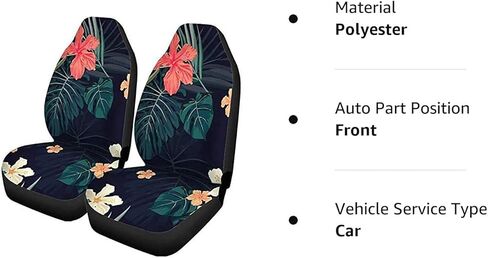 Set of 2 Car Seat Covers Green Summer Colorful Tropical Plants and Hibiscus Flowers Universal Auto Front Seats Protector Fits for Car,SUV Sedan,Truck in Kuwait
